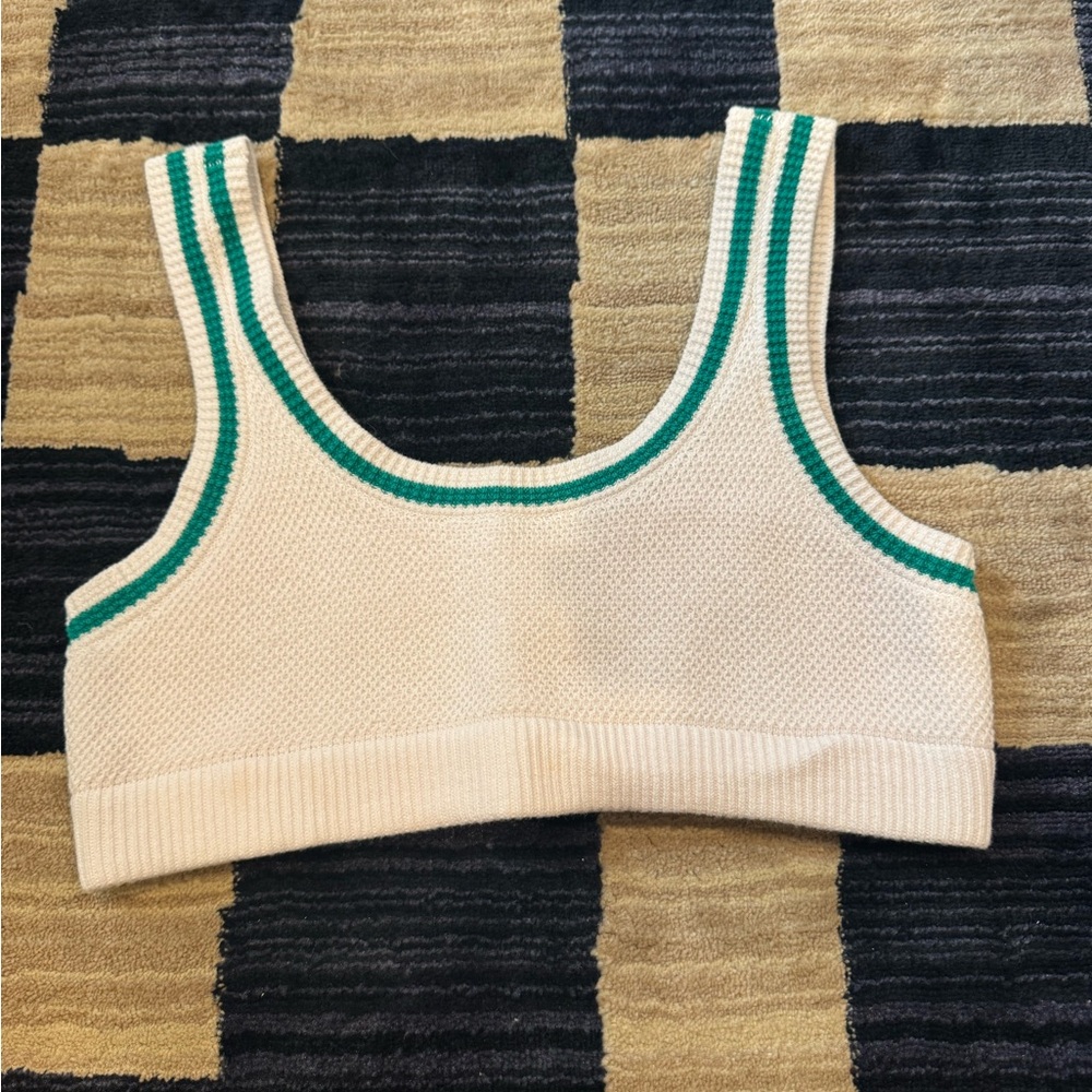ALO Yoga White and Green Knit Top